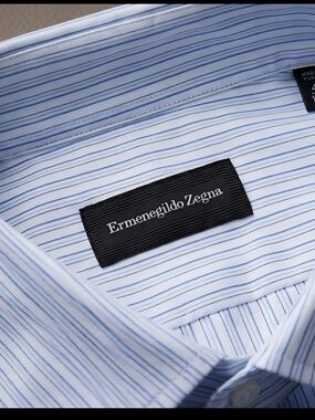 Ermenegildo Zegna Light Blue Stripe Men's Dress Shirt